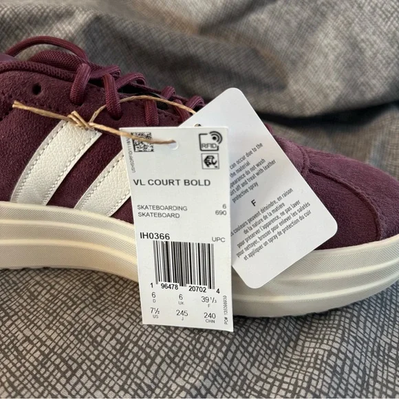 Adidas Women's Maroon and White Platform Sneakers - Picture 4 of 5